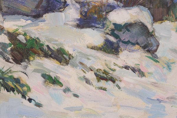 R. Marrera, Impressionist Snowscape, Mid 20th-Century, Oil on Paper, Framed-AOI-1106755