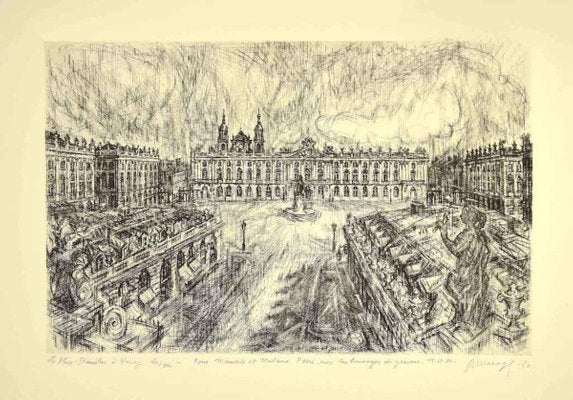 R. Massaglia, Place Stanislas, Original Etching, 1980-ZCI-898559