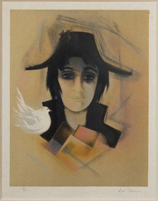 R. W. Alain Thomas, Number VI Harlequin with Bird, Lithograph-QKG-1745365