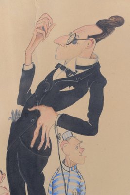 Raba, Bizarre Cartoon, 1926, Watercolor on Paper-AOI-1813080