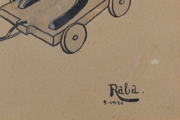 Raba, Bizarre Cartoon, 1926, Watercolor on Paper-AOI-1813080