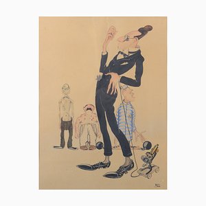 Raba, Bizarre Cartoon, 1926, Watercolor on Paper-AOI-1813080