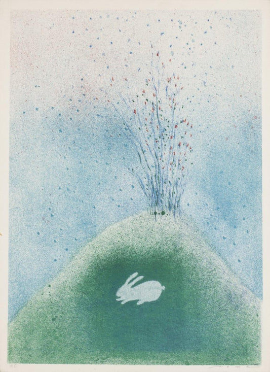 Rabbit on the Volcano, 19th Century, Original Lithograph