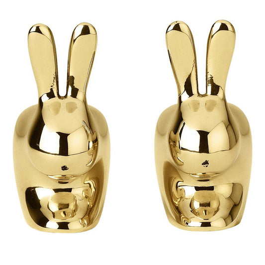 Rabbit Salt and Pepper Shakers with Brass Finish by Stefano Giovannoni, Set of 2