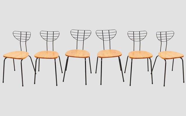 Radar Chairs by Willy Van Der Meeren for Tubax, Belgium, Set of 6-KL-1241250