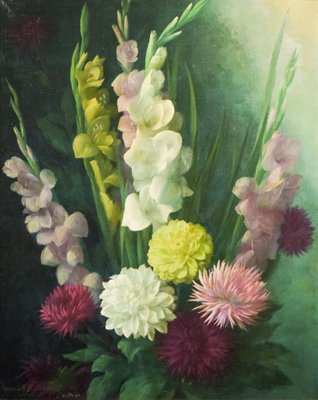 Radiant Flowers, Mid-20th Century, Oil on Canvas-AOI-1106926