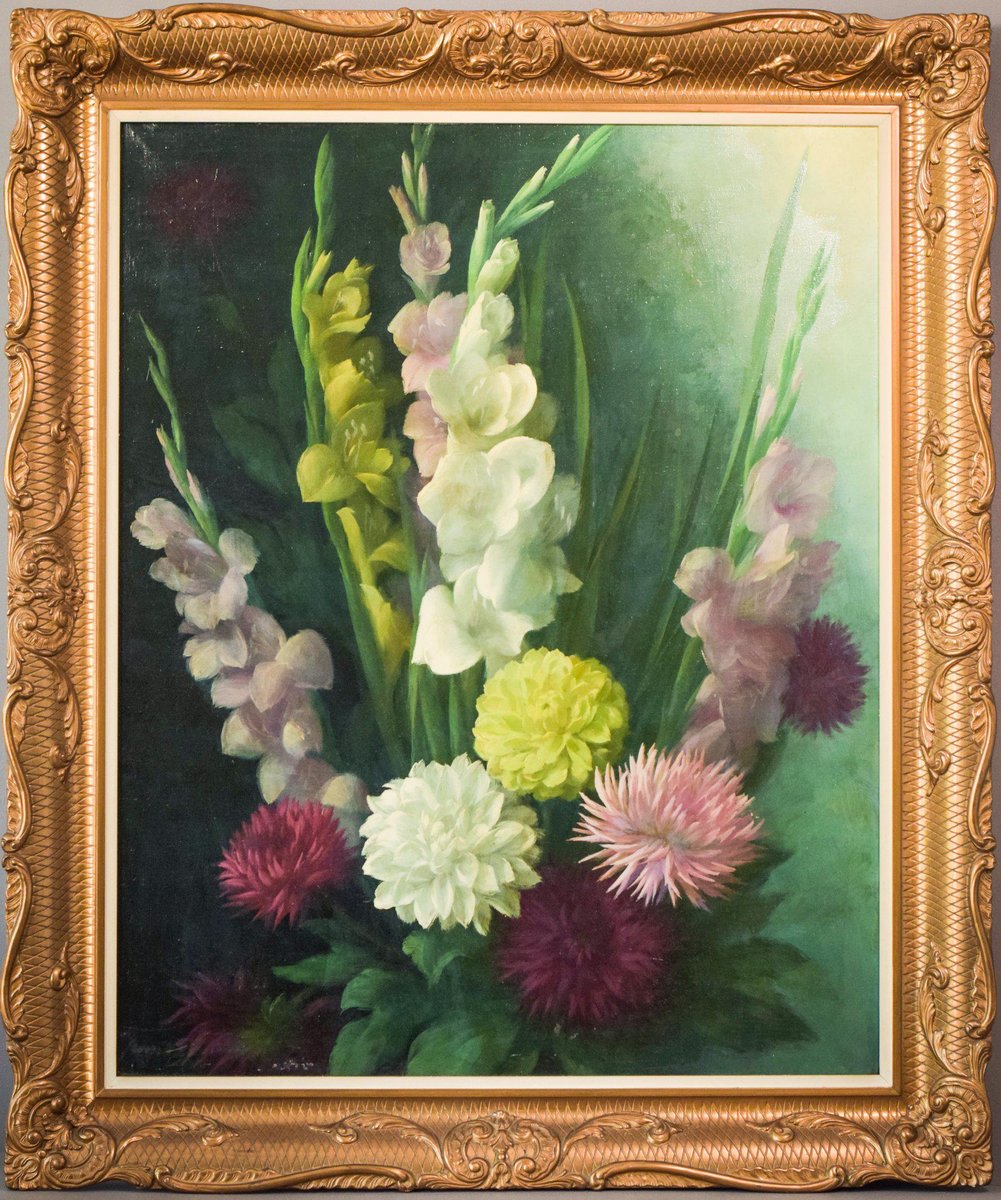 Radiant Flowers, Mid-20th Century, Oil on Canvas