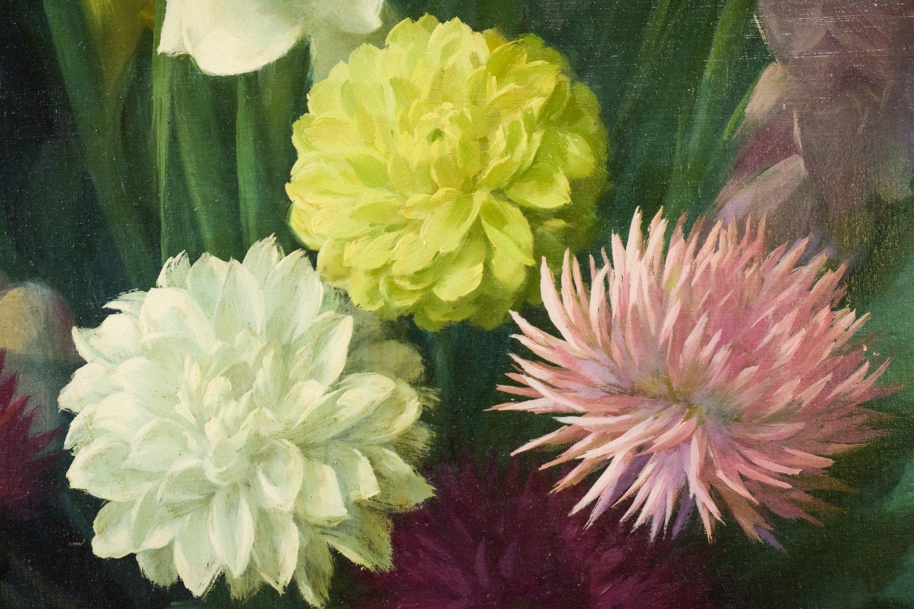 Radiant Flowers, Mid-20th Century, Oil on Canvas