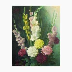 Radiant Flowers, Mid-20th Century, Oil on Canvas-AOI-1106926