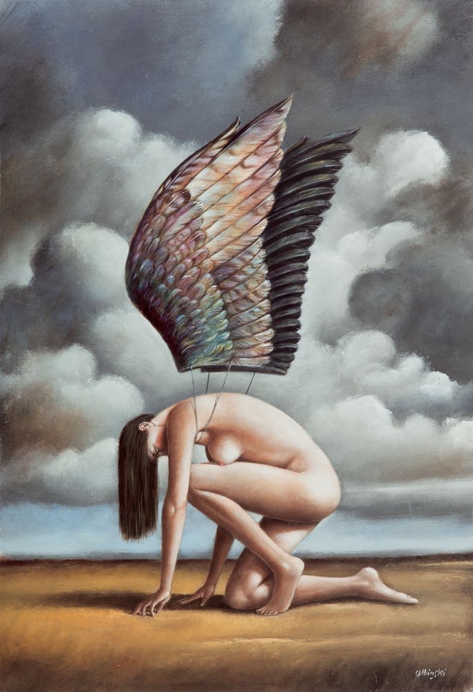 Rafal Olbinski, Wings, An Angel, 2020, Giclée Print