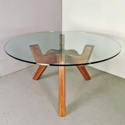 Ragno Table in Walnut and Glass by Giovanni Michelucci, 1981-PRS-1374742