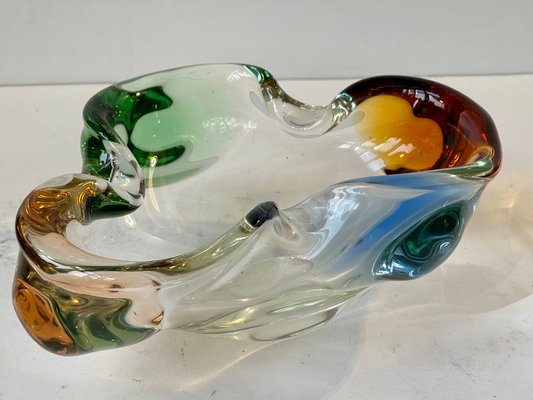 Rainbow Art Glass Dish by Frantisek Zemek for Mstisov, Czech, 1960s-LCR-1309517