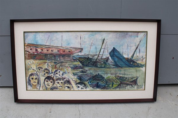 Rainer Kriester, Children of the Cove, 1960s, Italy, Oil on Canvas, Framed-EH-1279000