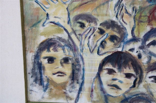 Rainer Kriester, Children of the Cove, 1960s, Italy, Oil on Canvas, Framed-EH-1279000