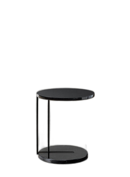 RALF Metal low table - Matt Black frame with marble base by Meridiani