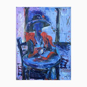 Ramaz Chantladze, Woman in a Cafe, 2021, Oil on Canvas-CHG-2037457