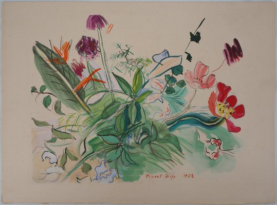 Raoul Dufy, Little Wild Flowers, 1953, Original Lithograph-KHH-2023112