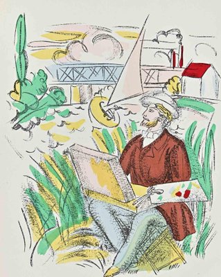 Raoul Dufy, Painter En Plein Air, 1920s, Lithograph-ZCI-1437069