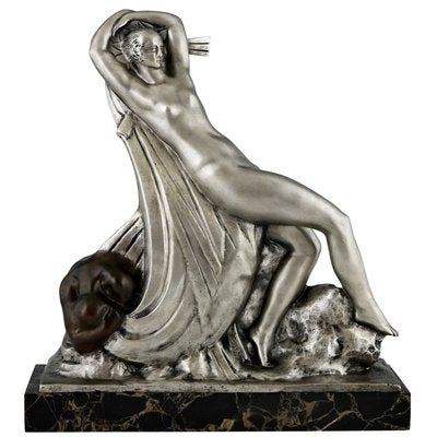 Raoul Lamourdedieu, Art Deco Dancing Nude and Kneeling Man, 1920, Bronze-KTN-1388719