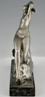 Raoul Lamourdedieu, Art Deco Dancing Nude and Kneeling Man, 1920, Bronze-KTN-1388719