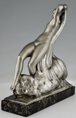 Raoul Lamourdedieu, Art Deco Dancing Nude and Kneeling Man, 1920, Bronze-KTN-1388719