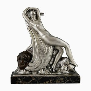 Raoul Lamourdedieu, Art Deco Dancing Nude and Kneeling Man, 1920, Bronze-KTN-1388719