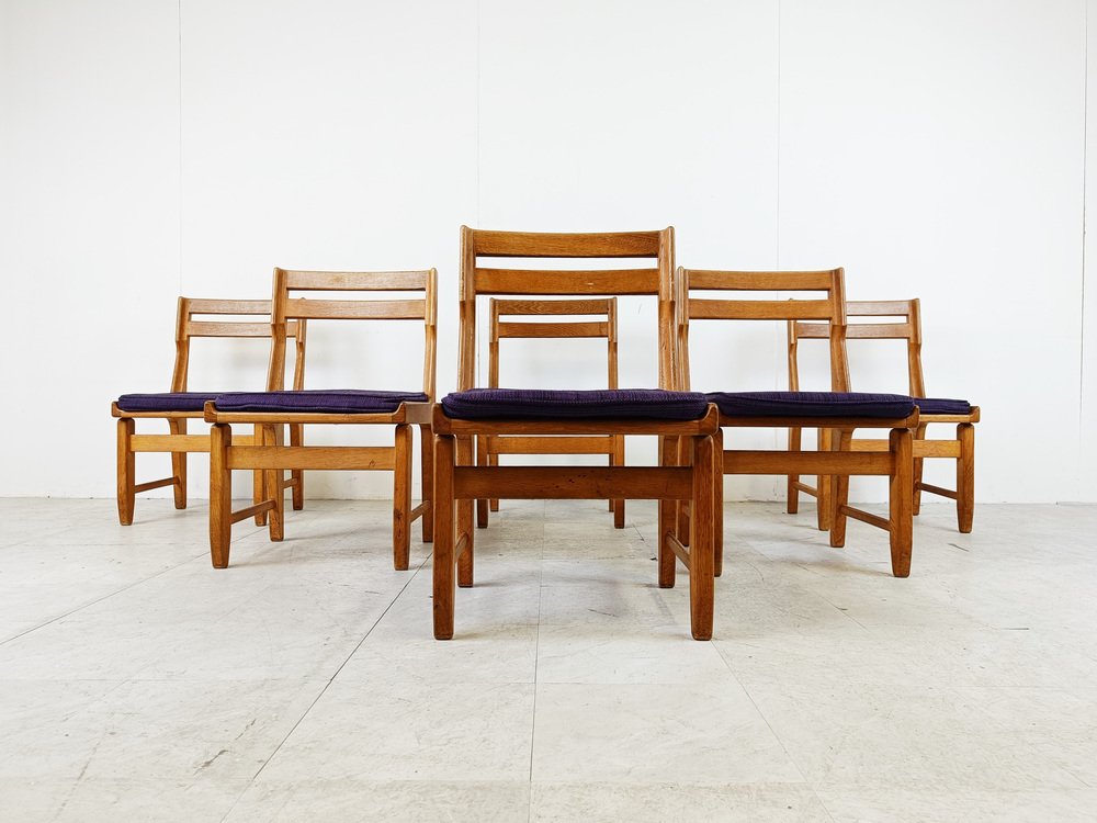 Raphael Chairs attributed to Guillerme and Chambron for Votre Maison, 1960s, Set of 6