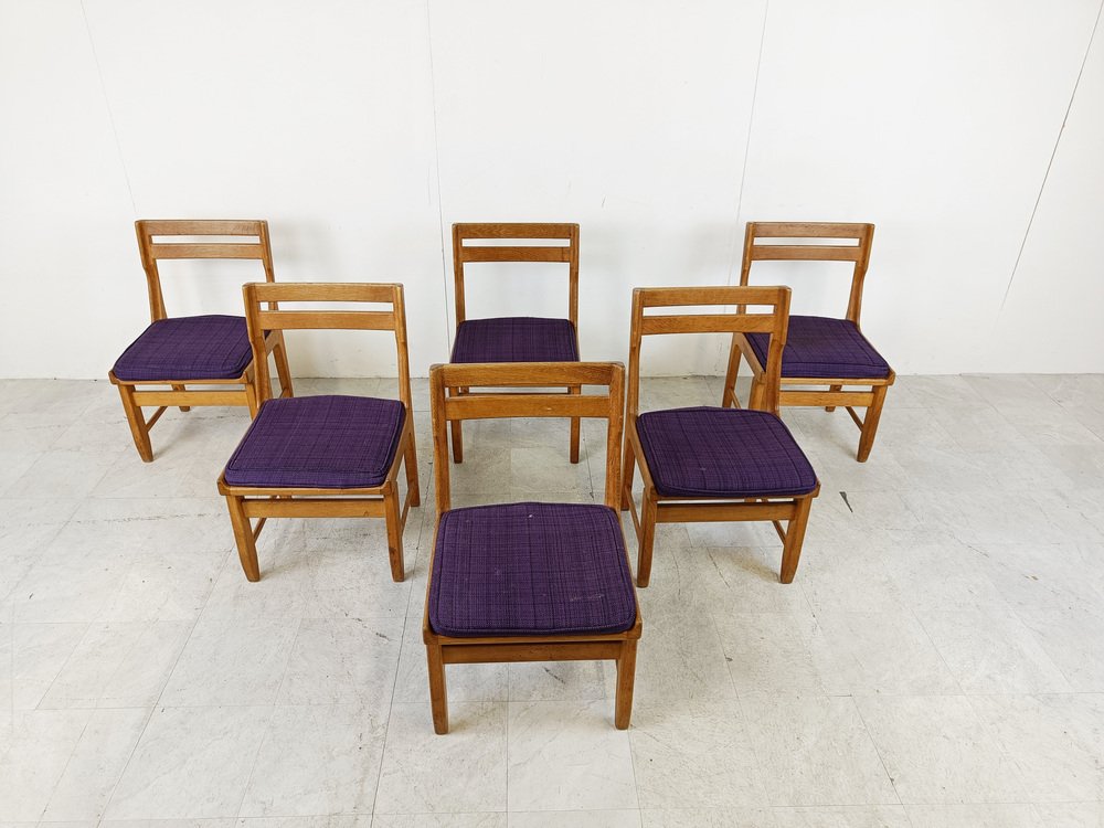 Raphael Chairs attributed to Guillerme and Chambron for Votre Maison, 1960s, Set of 6