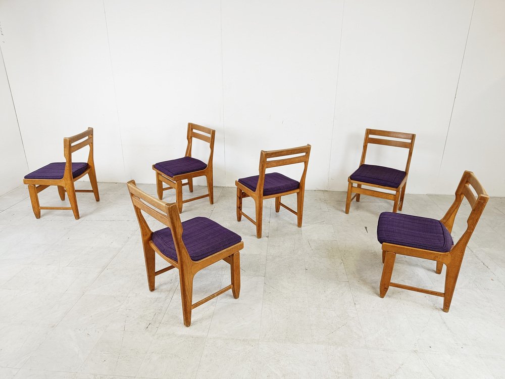 Raphael Chairs attributed to Guillerme and Chambron for Votre Maison, 1960s, Set of 6