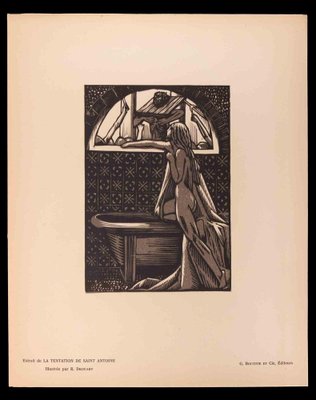 Raphael Drouart, The Temptation of Saint, Original Woodcut Print, 20th-Century-ZCI-1194568