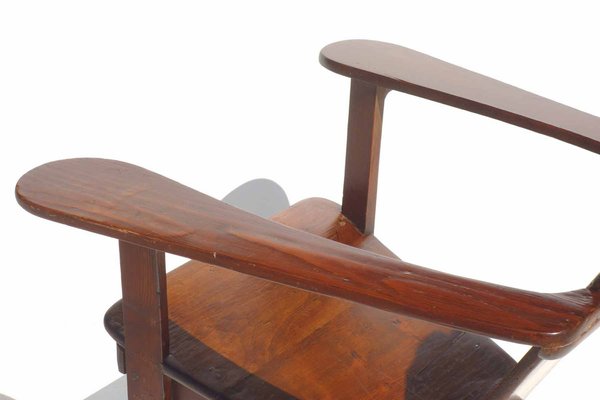 Rationalist Italian Gino Levi Montalcini Wood Lounge Chair, 1930s-KGD-1071203