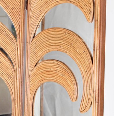 Rattan 3 Panel Folding Screen with Mirrors-DSC-1756876