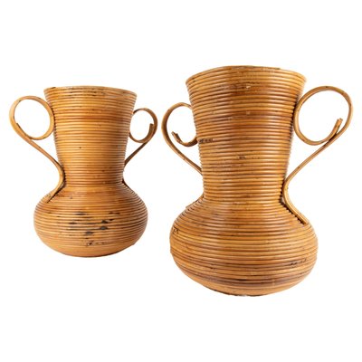 Rattan Amphorae or Vases from Vivai Del Sud, Italy, 1960s, Set of 2-LYQ-1288543