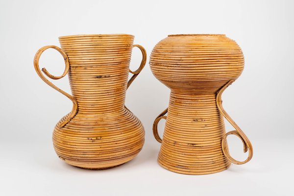 Rattan Amphorae or Vases from Vivai Del Sud, Italy, 1960s, Set of 2-LYQ-1288543