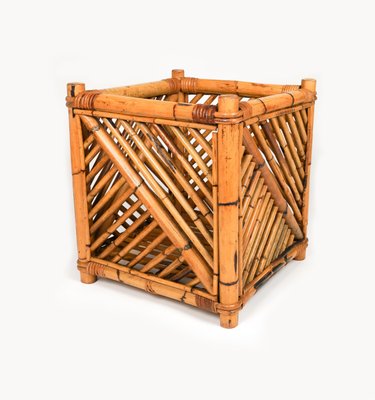 Rattan and Bamboo Plant Holder or Basket attributed to Vivai Del Sud, Italy, 1970s-LYQ-1720304