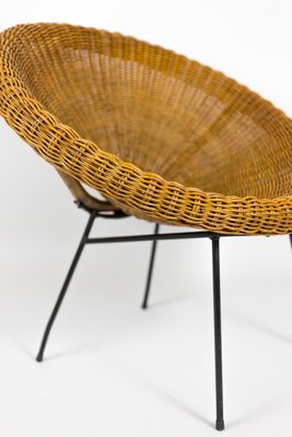 Rattan and Black Metal Sun Chairs, 1950s, Set of 2-CEJ-567133