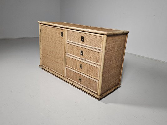 Rattan and Brass Cabinet by Dal Vera, 1970s-UJI-2026332