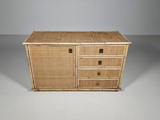 Rattan and Brass Cabinet by Dal Vera, 1970s-UJI-2026332