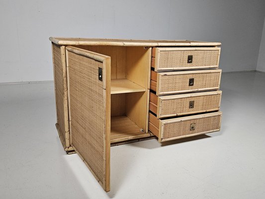 Rattan and Brass Cabinet by Dal Vera, 1970s-UJI-2026332