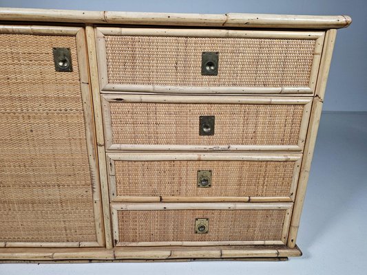 Rattan and Brass Cabinet by Dal Vera, 1970s-UJI-2026332