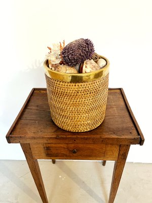 Rattan and Brass Jar Cover, 1970s-AT-1718568