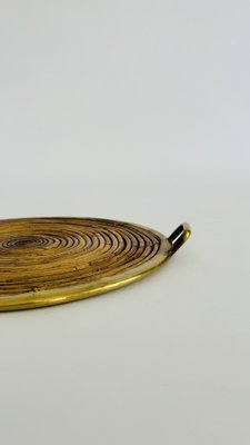 Rattan and Brass Table Service Set, Italy, 1970, Set of 4-INH-1757065