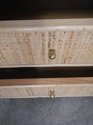 Rattan and Compressed Wood Chest of Drawers, 1970s-WWQ-1072406