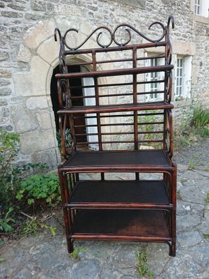 Rattan and Curved Wood Shelf-AJN-1707082