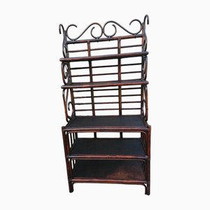 Rattan and Curved Wood Shelf-AJN-1707082