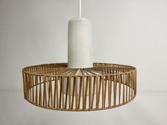 Rattan and Glass Pendant from Doria Leuchten, 1960s-WZZ-1382652