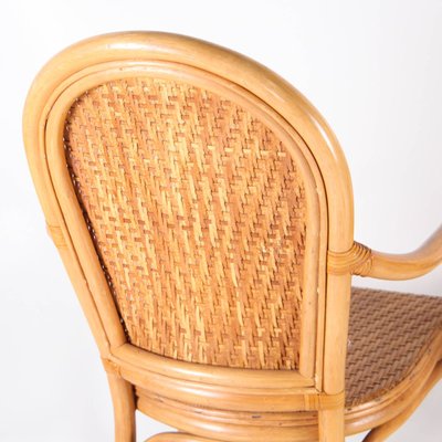 Rattan and Hand Woven Leather Armchairs, 1970s, Set of 2-DSC-2034842