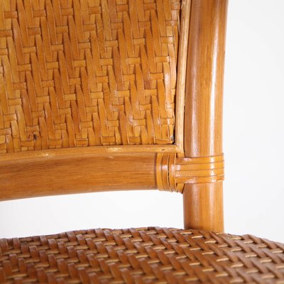 Rattan and Hand Woven Leather Armchairs, 1970s, Set of 2-DSC-2034842