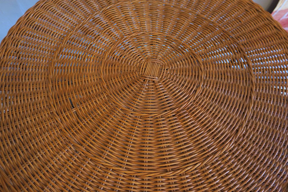 Rattan and Iron 2 Level Coffee Table, 1960s