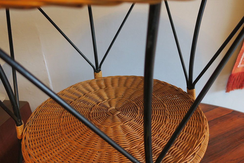 Rattan and Iron 2 Level Coffee Table, 1960s